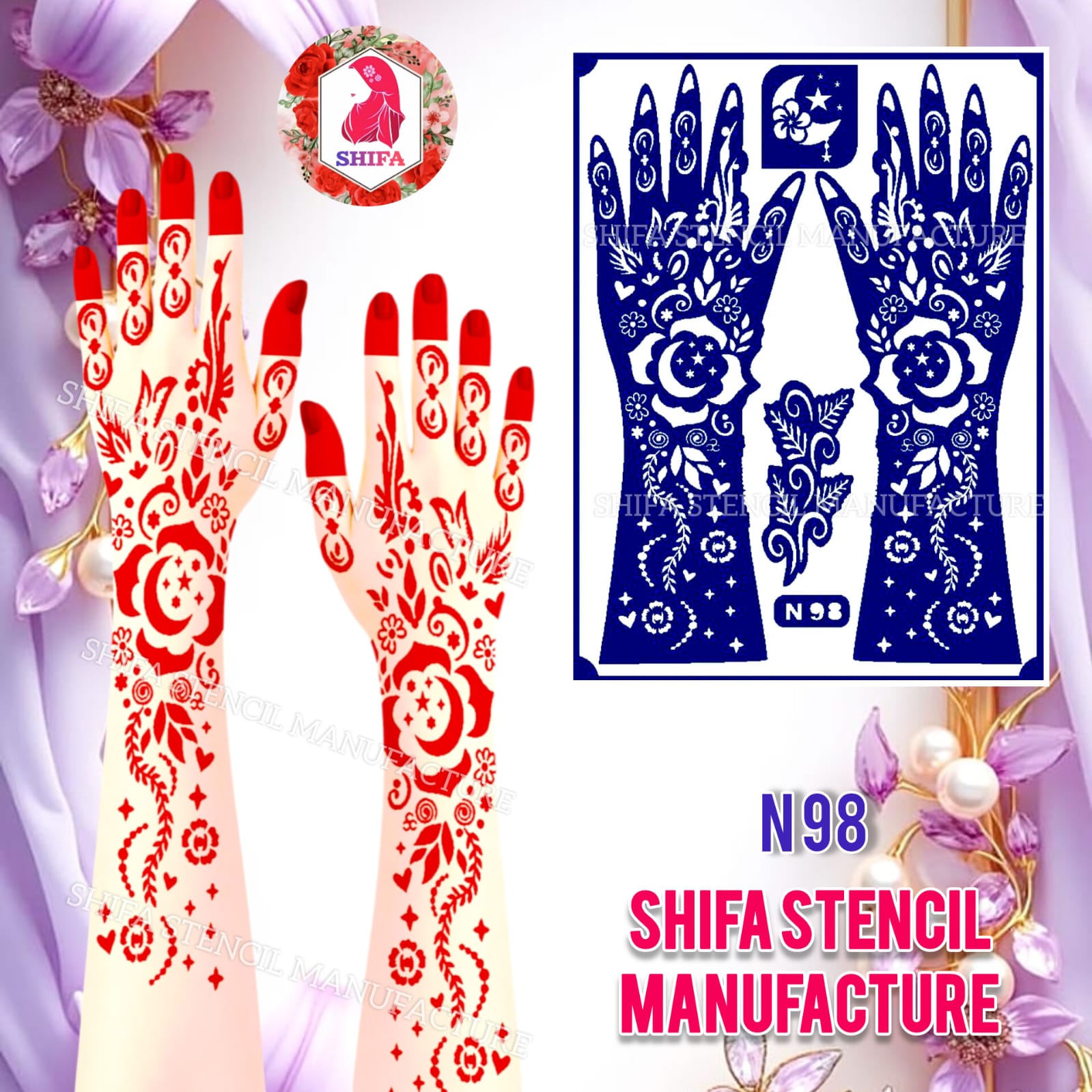 N 98 Celestial Dream Henna Stencil Sticker Overview Henna Stencil - Shifa Stencil